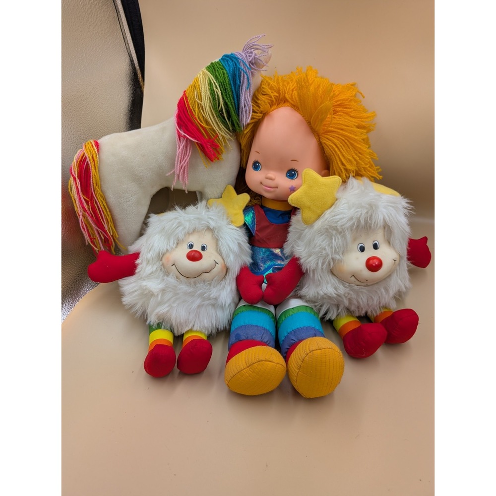 Vintage 1980's Rainbow Brite Plush Lot Starlite Twink Mattel READ Stuffed